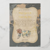 vélo tandem rustique carte du monde mariage (Recto)