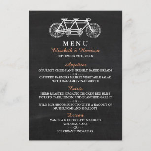Vélo Tandem Sur Chalkboard Menu Mariage