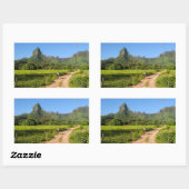 Vélo touristique sur Moorea rectangle autocollant (Feuille)