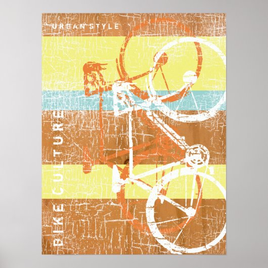 vélo urbain / vélo rayé & affiche sportive (Devant)