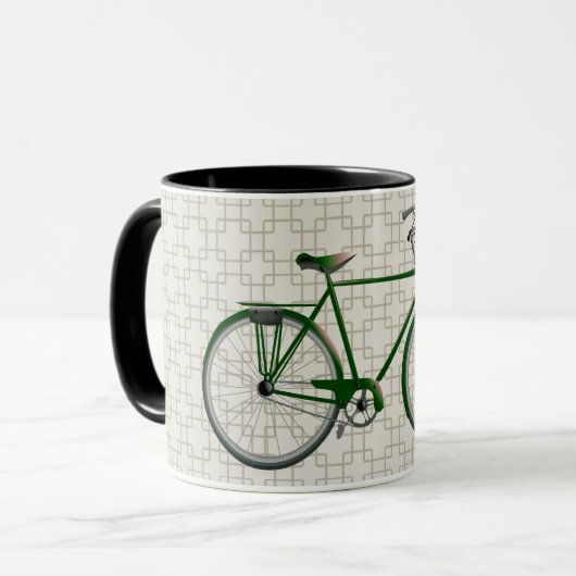 Vélo Vintage vert et Mug d'art rétro (Devant gauche)