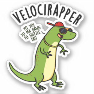 Veloci-rapper Funny Dinosaur Pun Sticker