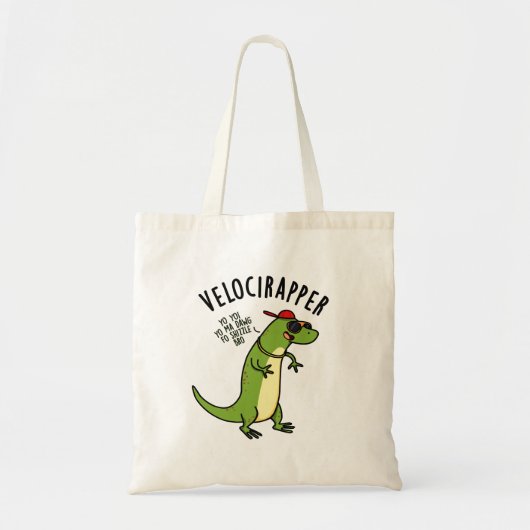 Veloci-rapper Funny Dinosaur Pun Tote Bag (Voorkant)