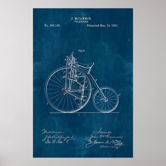 Velocipede Blueprint Poster (Voorkant)