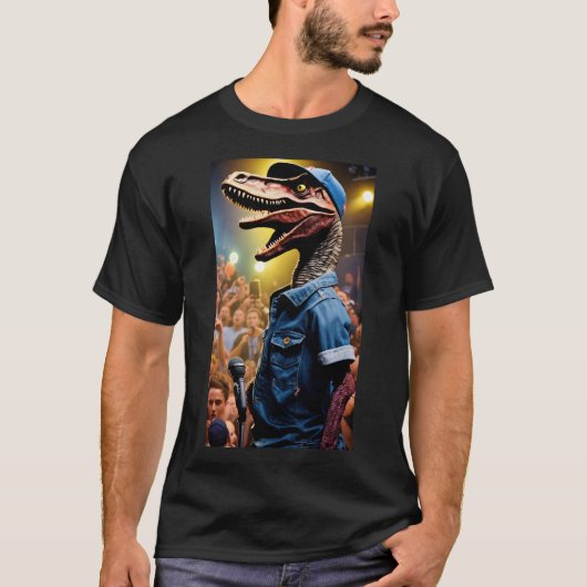 Velociraptor Rap Star T-shirt ontwerp (Voorkant)