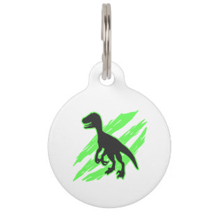 Velociraptor silhouette - Kies achtergrondkleur Huisdierpenning