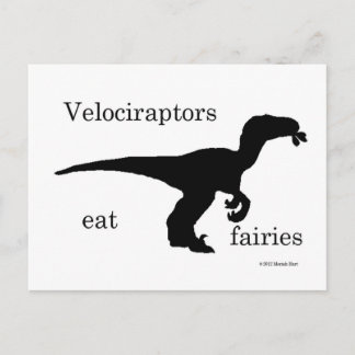 velociraptors eten fairies briefkaart