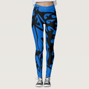 Velocity Blue Pony Horse Stallion Bronco Line Art Leggings