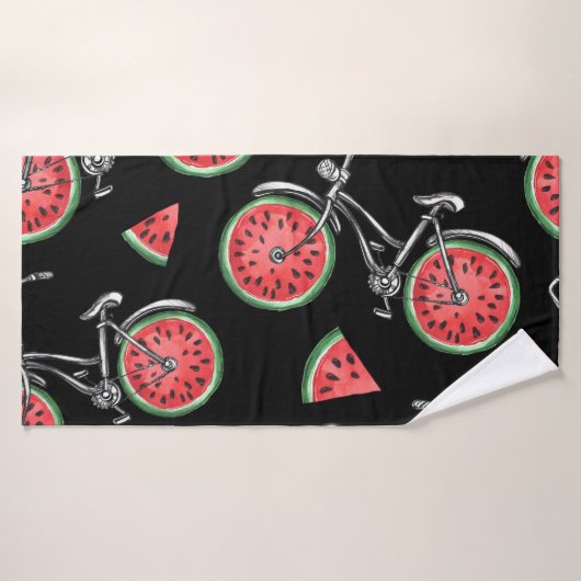 Vélos à roue de pastèque, motif d'été. (Serviette de bain)