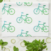 Vélos bleu vert vélos motif serviette de cuisine (Plié)