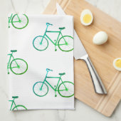 Vélos bleu vert vélos motif serviette de cuisine (Quart Plié)