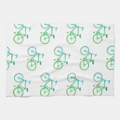 Vélos bleu vert vélos motif serviette de cuisine (Horizontal)