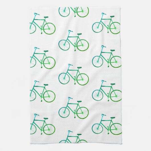 Vélos bleu vert vélos motif serviette de cuisine (Vertical)