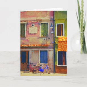 Vélos en Burano Italie Venise Carte de voeux