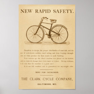 Vélos vintages de sécurité rapide et affiche