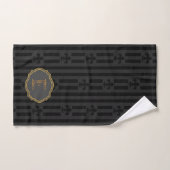 Velours noir Fleur de Lis Monogram Serviette à mai (Serviette à main)