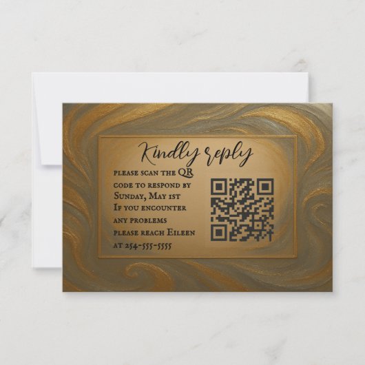 Velvet Alloy QR Code Mariage Carte RSVP (Devant)