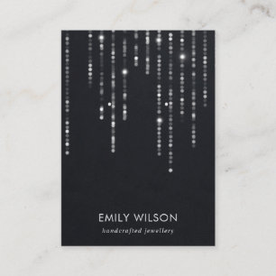 VELVET BLACK STRING LIGHTS STUD EARRING DISPLAY VISITEKAARTJE