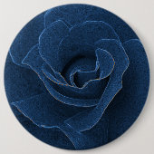 Velvet blue roos ronde button 6,0 cm (Voorkant)