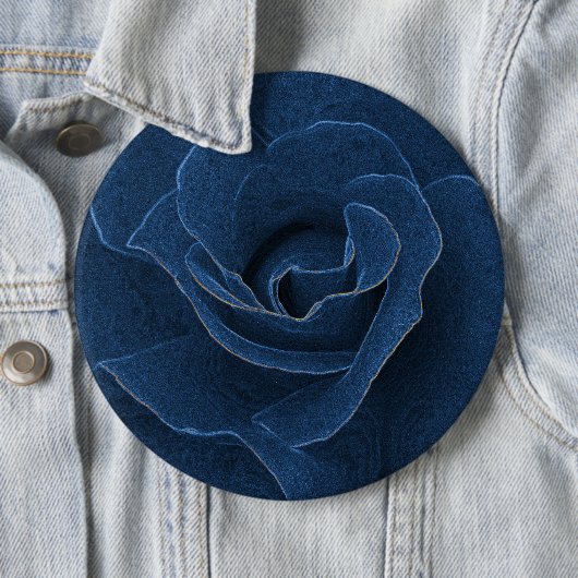 Velvet blue roos ronde button 6,0 cm (In situ)