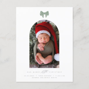 Velvet boog en gebogen foto Nieuwe Baby Kerstmis Feestdagenkaart