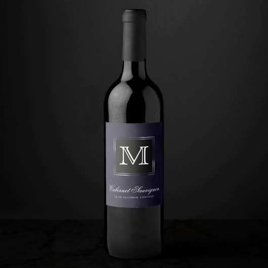 Velvet Indigo Grunge | Deep Midnight Paarse Custom Wijn Etiket