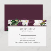 Velvet Magnolia Floral Wedding RSVP MEAL option (Devant / Derrière)