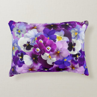 Velvet Pansy Paarse Tuin Bloemenpatroon Accent Kussen