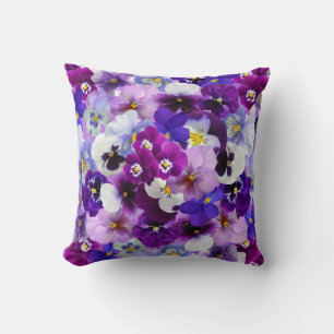 Velvet Pansy Paarse Tuin Bloemenpatroon Kussen