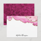 Velvet Pink Agate Geode Script Typography Notitiekaartje (Voorkant / Achterkant)