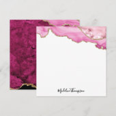 Velvet Pink Magenta Gold Agate Geode Script Square Notitiekaartje (Voorkant / Achterkant)