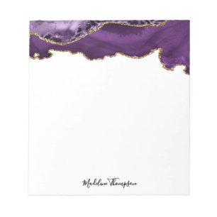 Velvet Puple Gold Agate Geode Script Typografie Notitieblok
