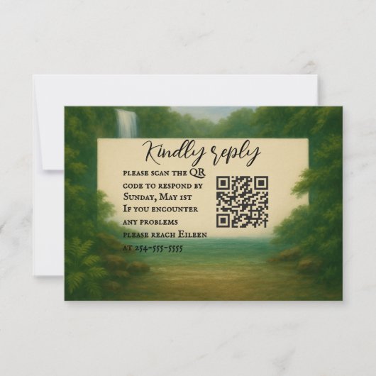 Velvet Rapids QR Code Wedding Carte RSVP (Devant)