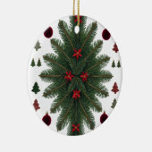 Velvet Red & Green Starburst Ceramic Ornament (Rechts)