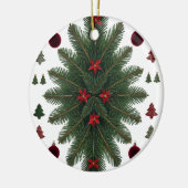 Velvet Red & Green Starburst Ceramic Ornament (Links)
