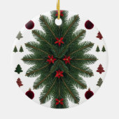 Velvet Red & Green Starburst Ceramic Ornament  (Achterkant)