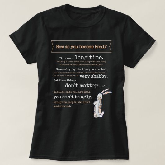 Velveteen Rabbit Book Quote 1922 wordt een echte s T-shirt (Design voorkant)