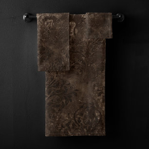 Velvety Bronze Damask   Grunge baroque Brown