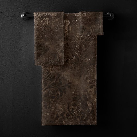 Velvety Bronze Damask | Grunge baroque Brown