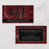 Velvety Henna Damask | Crimson Red Grunge Baroque Visitekaartje (Voorkant / Achterkant)