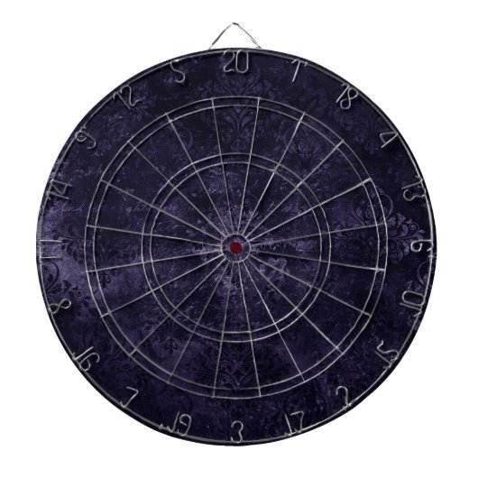 Velvety Midnight Damask | Indigo Paarse Grunge Dartbord (Voorkant)