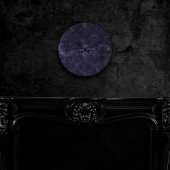 Velvety Midnight Damask | Indigo Paarse Grunge Ronde Klok