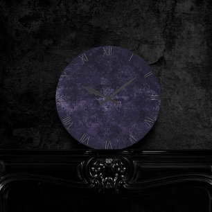 Velvety Midnight Damask Indigo Paarse Grunge Ronde Klok
