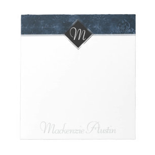 Velvety Navy Damask Donkerblauw Barok Custom Notitieblok
