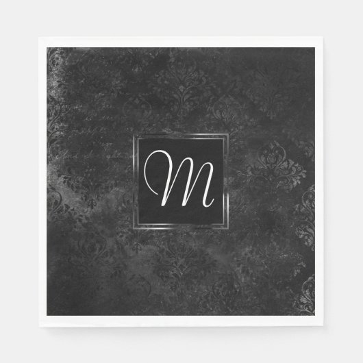 Velvety Onyx Damask | Black Vampy Grunge Aangepast Servetten (Voorkant)