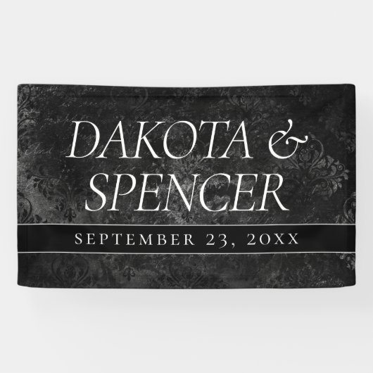 Velvety Onyx Damask | Black Vampy Grunge Aangepast Spandoek (Horizontaal)