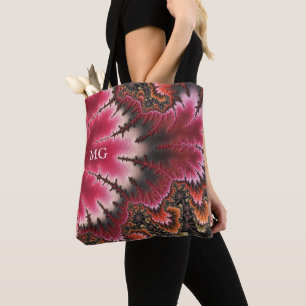 Velvety Rosy Floral look Fractal Abstract monogram Draagtas