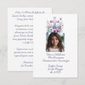 Ven A Celebrar Mi Primera Comunión con Foto Flores Bedankkaart (Voorkant / Achterkant)