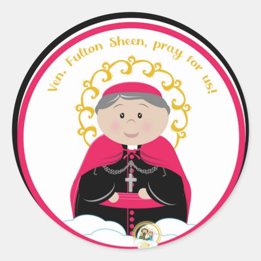 Ven. Fulton Sheen Ronde Sticker (Voorkant)