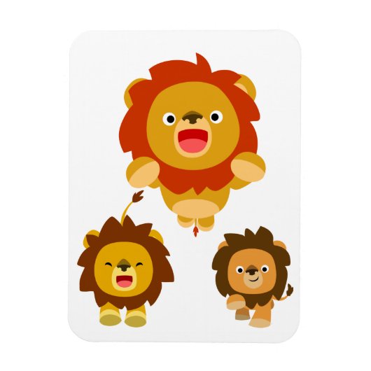 'Venant! !" 3 mignons Lions Caricature Magnet flex (Vertical)